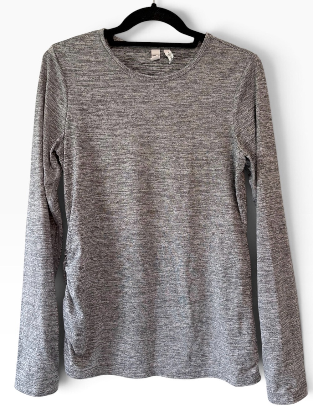Z By Zella Long Sleeve Ruched Athletic Top Heather Grey Size Medium